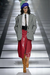 2022 Gucci Red Embossed Leather Skirt Bottom arcadeshops.com