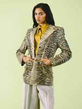Escada Tiger Printed Leather Blazer Jacket arcadeshops.com