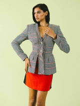 Escada Zipper Houndstooth Blazer Jacket arcadeshops.com