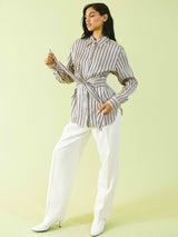 Hermes Purple Striped Button Down Top arcadeshops.com