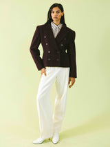 Escada Cropped Plum Wool Blazer Jacket arcadeshops.com