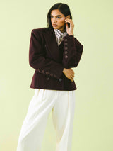 Escada Cropped Plum Wool Blazer Jacket arcadeshops.com