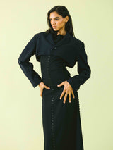 Yohji Yamamoto Navy Cropped Blazer Jacket arcadeshops.com