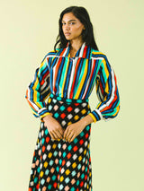 Yves Saint Laurent Rainbow Striped Blouse Top arcadeshops.com