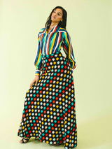 1960s Rainbow Check Knit Maxi Skirt Bottom arcadeshops.com