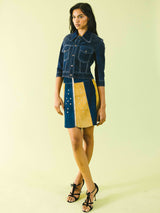 Colorblock Studded Suede Skirt Bottom arcadeshops.com