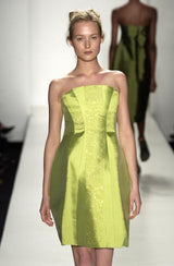 2004 Yeohlee Embellished Chartreuse Satin Strapless Dress Dress arcadeshops.com