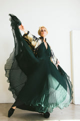 Alfred Bosand Emerald Pleated Evening Gown Dress arcadeshops.com