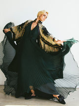 Alfred Bosand Emerald Pleated Evening Gown Dress arcadeshops.com