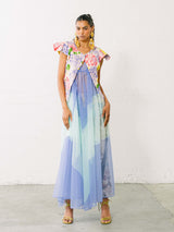 1960s Sheer Chiffon Periwinkle and Mint Lingerie Dress Dress arcadeshops.com