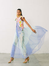 1960s Sheer Chiffon Periwinkle and Mint Lingerie Dress Dress arcadeshops.com