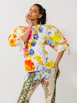 2020 Dries Van Noten X Christian Lacroix Floral Puff Sleeve Top Top arcadeshops.com