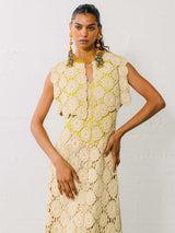 1970s Pauline Trigere Crochet Ensemble Dress arcadeshops.com