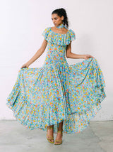 1976 Yves Saint Laurent Ruffle Floral Fishtail Dress Dress arcadeshops.com