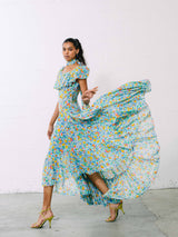 1976 Yves Saint Laurent Ruffle Floral Fishtail Dress Dress arcadeshops.com