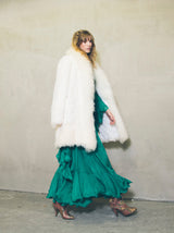 White Mongolian Fur Coat Outerwear arcadeshops.com