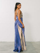 Jacqueline de Ribes Metallic Cobalt Gown Dress arcadeshops.com