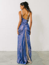 Jacqueline de Ribes Metallic Cobalt Gown Dress arcadeshops.com