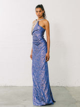Jacqueline de Ribes Metallic Cobalt Gown Dress arcadeshops.com