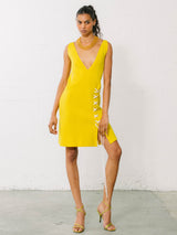 Christian Dior Yellow Knit Lace Up Dress Dress arcadeshops.com