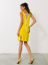 Christian Dior Yellow Knit Lace Up Dress Dress arcadeshops.com