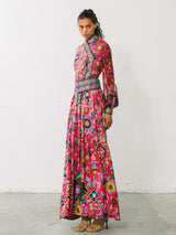 1960s Oscar de la Renta Fuchsia Floral Silk Gown Dress arcadeshops.com