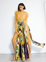 1970s Printed Split Maxi Skirt Bottom arcadeshops.com