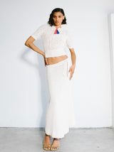 Ivory Knit Tassel Pull Ensemble Suit arcadeshops.com
