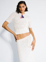 Ivory Knit Tassel Pull Ensemble Suit arcadeshops.com