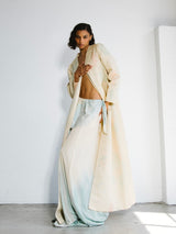 Mary McFadden Metallic Quilted Maxi Coat Jacket arcadeshops.com