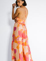 1970s Bill Tice Printed Silk Harem Pant Jumpsuit Jumpsuit arcadeshops.com