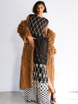 Brown Yarn Shag Maxi Coat Outerwear arcadeshops.com