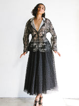 Black Embellished Lace Midi Skirt Bottom arcadeshops.com