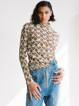 Issey Miyake Leaf Print Pleated Top Top arcadeshops.com