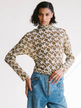 Issey Miyake Leaf Print Pleated Top Top arcadeshops.com