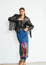 Lillie Rubin Fringed Leather Jacket Jacket arcadeshops.com
