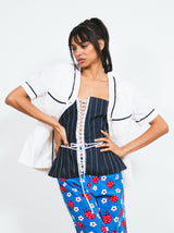 1994 Chanel Baseball Inspired Linen Jacket Jacket arcadeshops.com