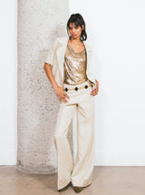 French Linen Wide Leg Pant Suit Suit arcadeshops.com