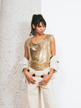 Gold Chainmail Crossback Top Top arcadeshops.com