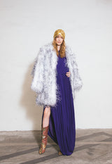 1970s Halston Purple Draped One Shoulder Chiffon Gown Dress arcadeshops.com