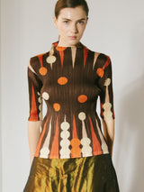 Issey Miyake Pleats Please Backgammon Printed Top