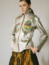 East West Musical Instruments Hand Painted Silver 'Janti' Leather Jacket Jacket arcadeshops.com