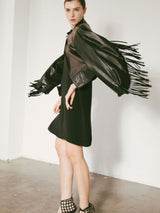 Claude Montana Western Topstitch Fringe Leather Jacket