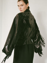 Claude Montana Western Topstitch Fringe Leather Jacket