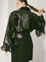 Claude Montana Western Topstitch Fringe Leather Jacket