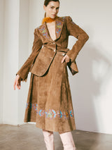 Nudies Rodeo Tailors Embroidered Suede Skirt Suit