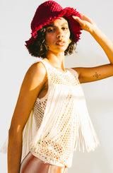 Chanel Cranberry Tweed Bucket Hat Accessory arcadeshops.com