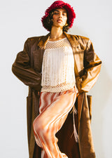 Fendi Caramel Leather Overcoat Outerwear arcadeshops.com