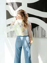 Escada Pastel Floral Silk Blouse Top arcadeshops.com