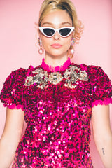 Dolce and Gabbana Sequin Jeweled Collar Dress Dress arcadeshops.com